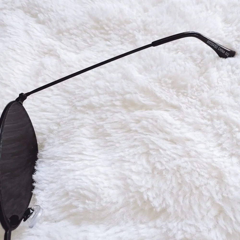 Cynthia Black Aviator Slim Sunglasses
